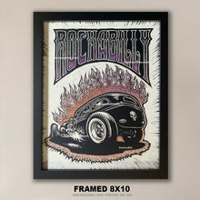 Load image into Gallery viewer, "Rockabilly Hot Rod #1" – Original 8x10 Framed BOMONSTER Scratchboard Hot Rod Artwork (One-of-One)