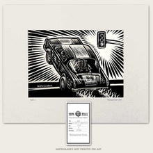 Load image into Gallery viewer, Hemi Under Glass Wheelstand Scratchboard Art – Vintage Drag Racing Artwork