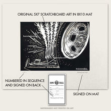 Load image into Gallery viewer, Dragster Scratchboard Art – Blown HEMI Drag Racing Artwork - Lit! 7