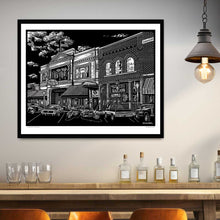 Load image into Gallery viewer, Whiskey Parking – Limited Run Signed Lithograph, 16"x20" Western Scratchboard Art