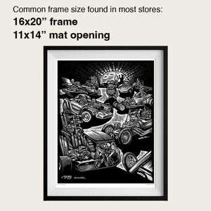 Signed 11x17" Rat Fink Garage Litho Print "FINK DILEMMA"