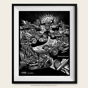 Signed 11x17" Rat Fink Garage Litho Print "FINK DILEMMA"
