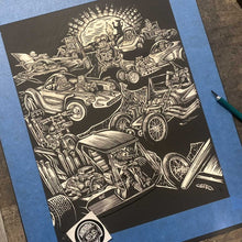 Load image into Gallery viewer, Signed 11x17&quot; Rat Fink Garage Litho Print &quot;FINK DILEMMA&quot;
