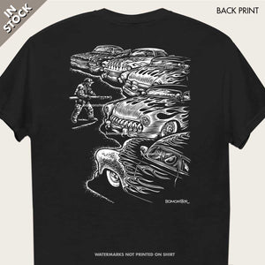 firefighter flames on custom cars tee by bomonster