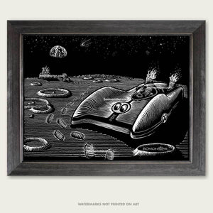 original art of mooneyes moonliner by bomonster