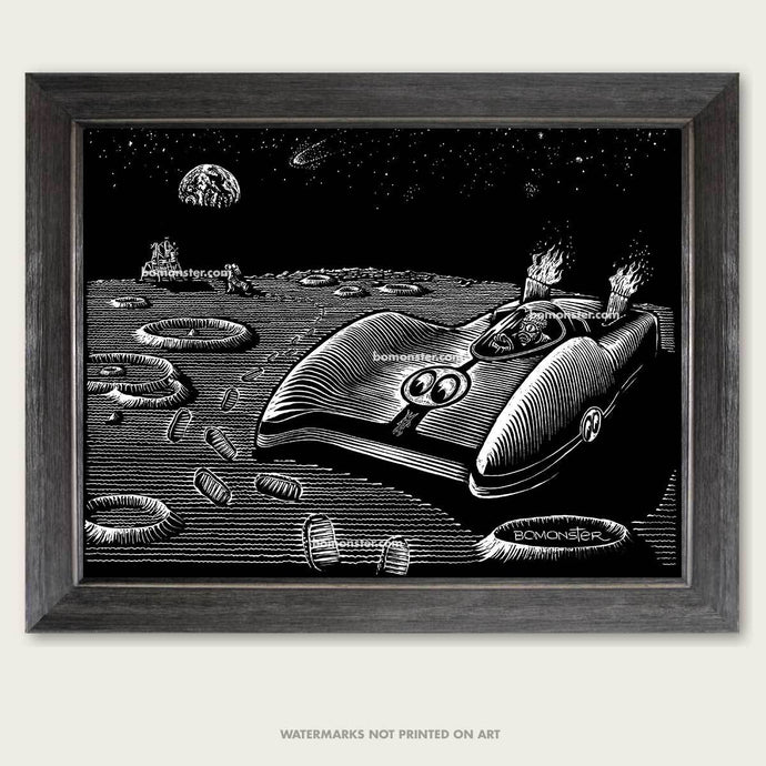 original art of mooneyes moonliner by bomonster