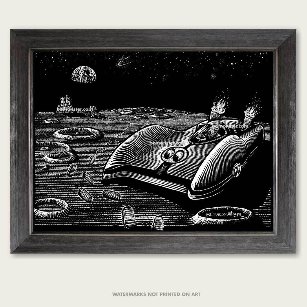 original art of mooneyes moonliner by bomonster