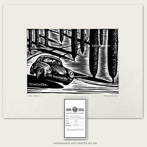 356 porsche in italian cypress trees art by bomonster