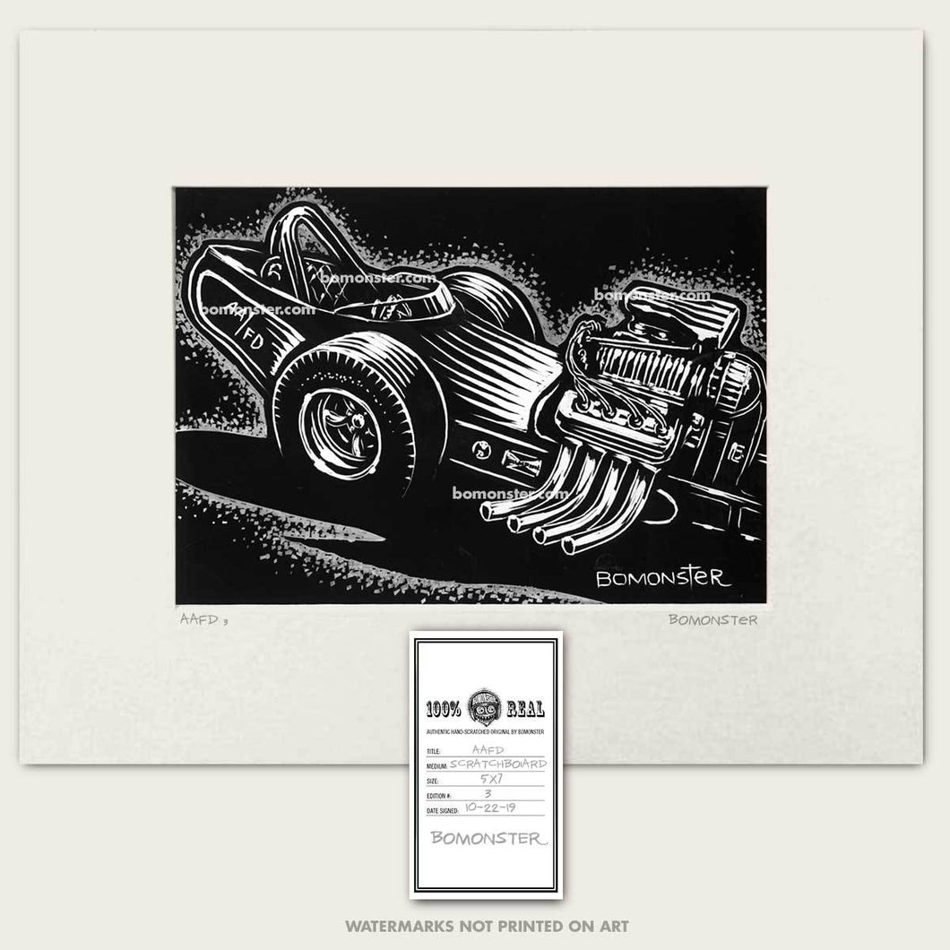 nostalgic front engine dragster art by bomonster