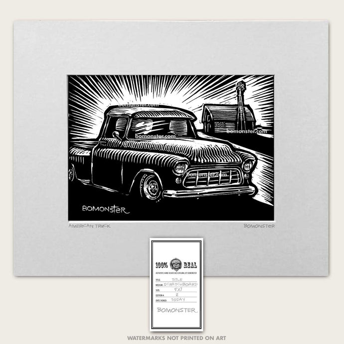bomonster chevy truck art