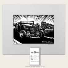 Load image into Gallery viewer, 32 ford hot rod art with old buckboard wagon by bomonster