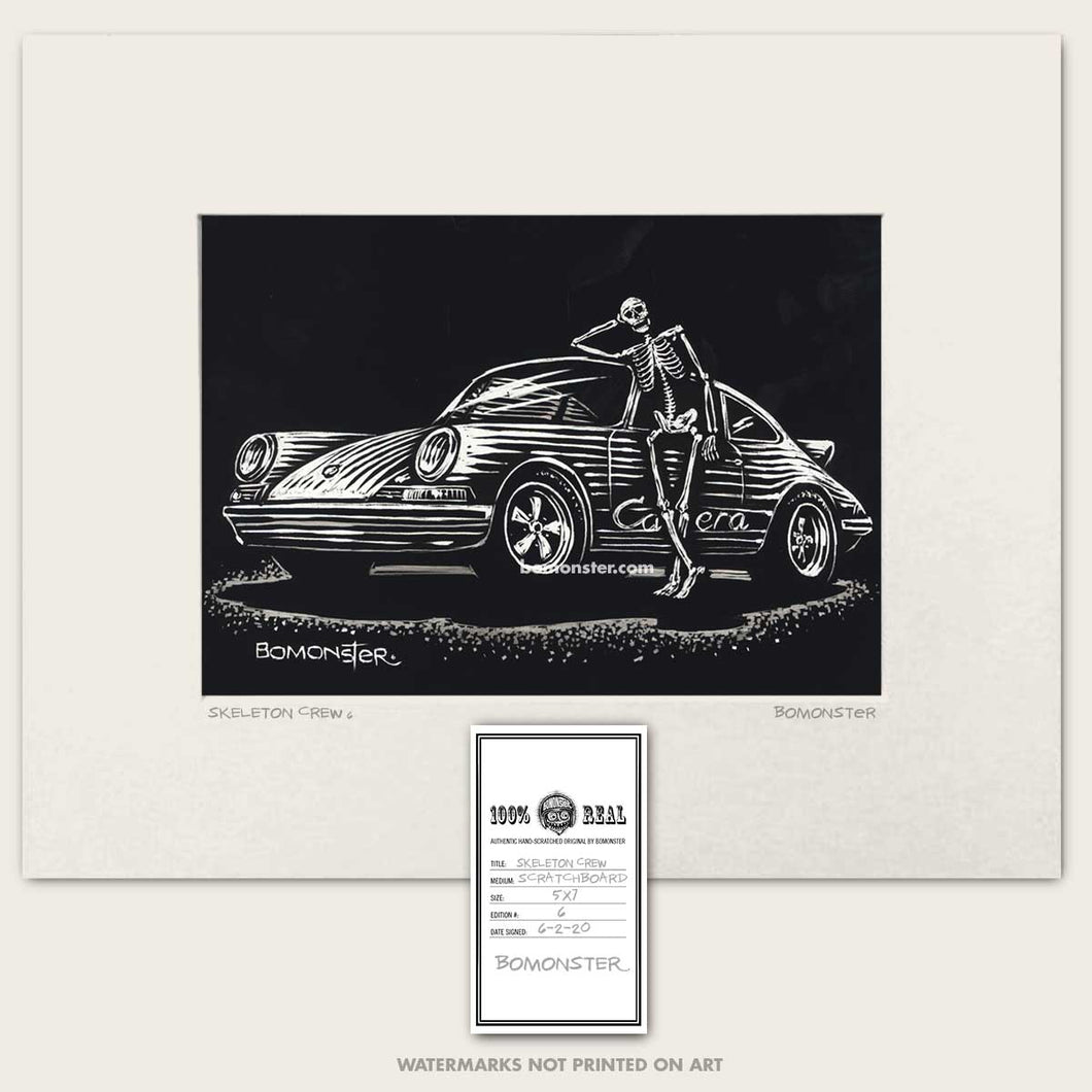 porsche carrera skeleton art by bomonster