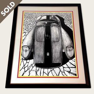 ferrari testarossa art by bomonster on dry lake surface