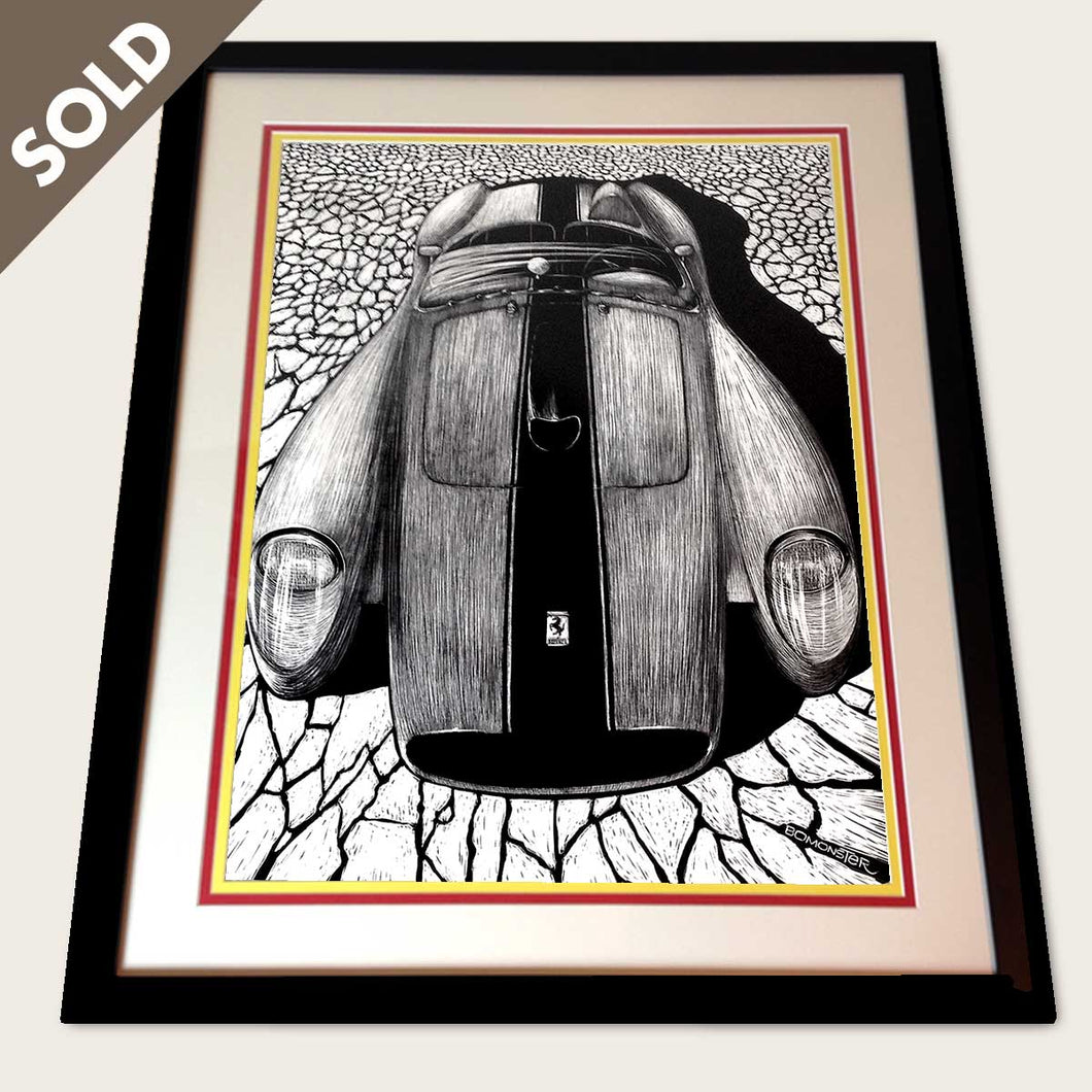 ferrari testarossa art by bomonster on dry lake surface