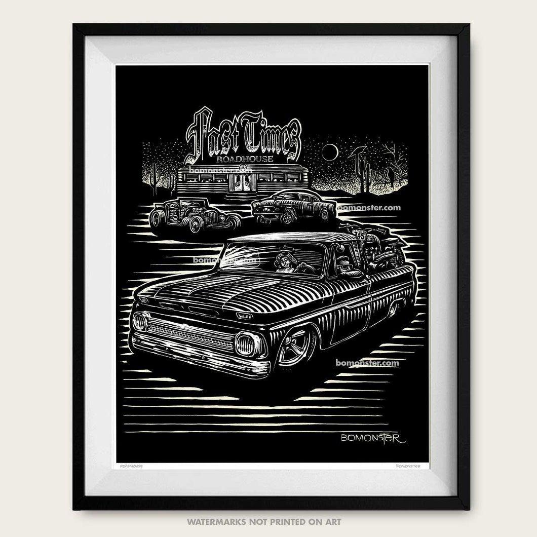 chevy c-10 truck and roadside diner by bomonster