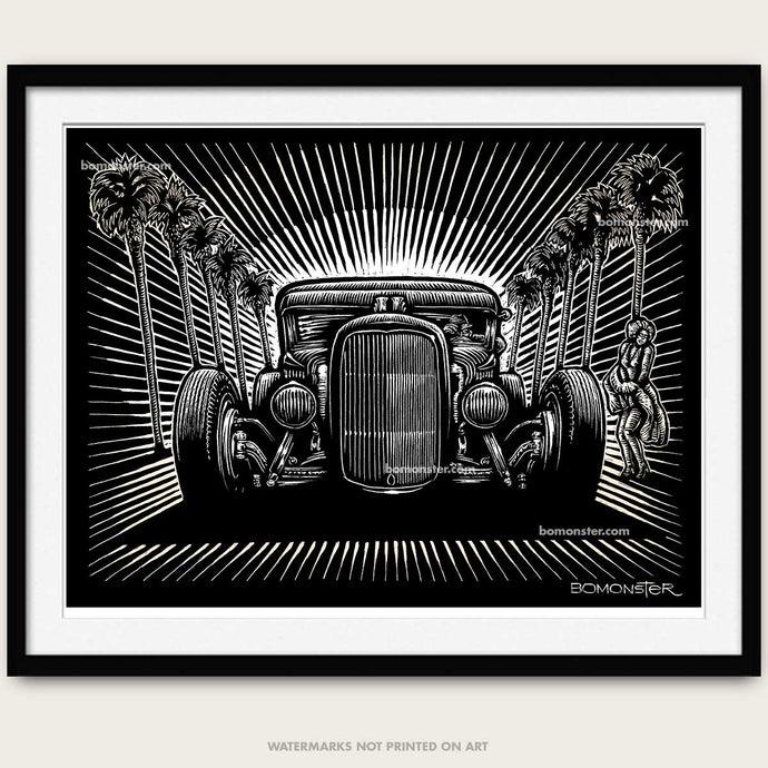 bomonster hot rod art of model a coupe blowing skirt of marilyn monroe