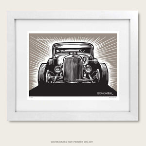 hot rod art by bomonster of a model a coupe front view