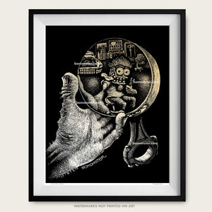 bomonster hor rod monster art of mc escher's hand with reflecting sphere