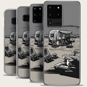 vintage trailer on beach samsung galaxy phone case