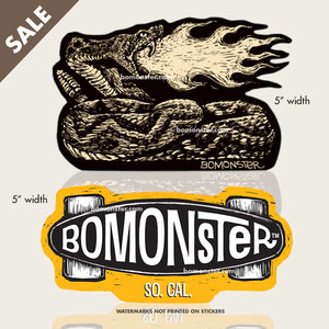 bomonster rattlesnake sticker and skateboard sticker