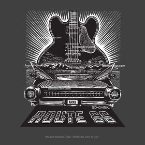 BB King's blues guitar Lucille and a 1959 Cadillac on Route 66 by BOMONSTER
